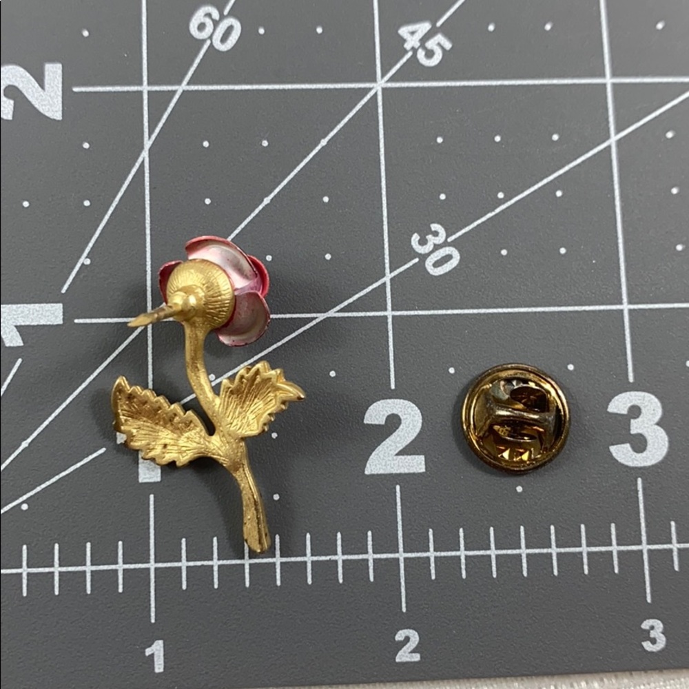 Vintage Rose Rhinestone Brooch Pin - Picture 4 of 8